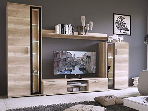 MEBLE KRYSPOL Solido Living Room Wall Unit - Living Room Furniture - Modern Living Room Wall Unit - Sideboard Living Room Cabinet Wall - Living Room Furniture Modern - Shelf White - TV Cabinet -