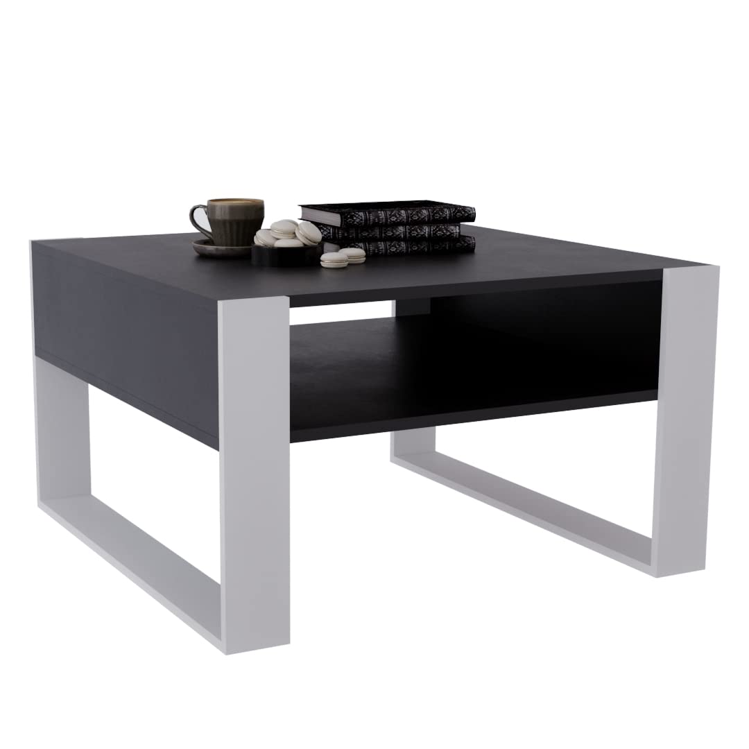 AKKE Karo Couchtisch für Wohnzimmer Beistelltisch Wohnzimmertisch Modern Sofatisch Kaffeetisch Deko Möbel für Wohnzimmer Wohnzimmertische Couchtische Eiche Mit Schwarzen Beinen