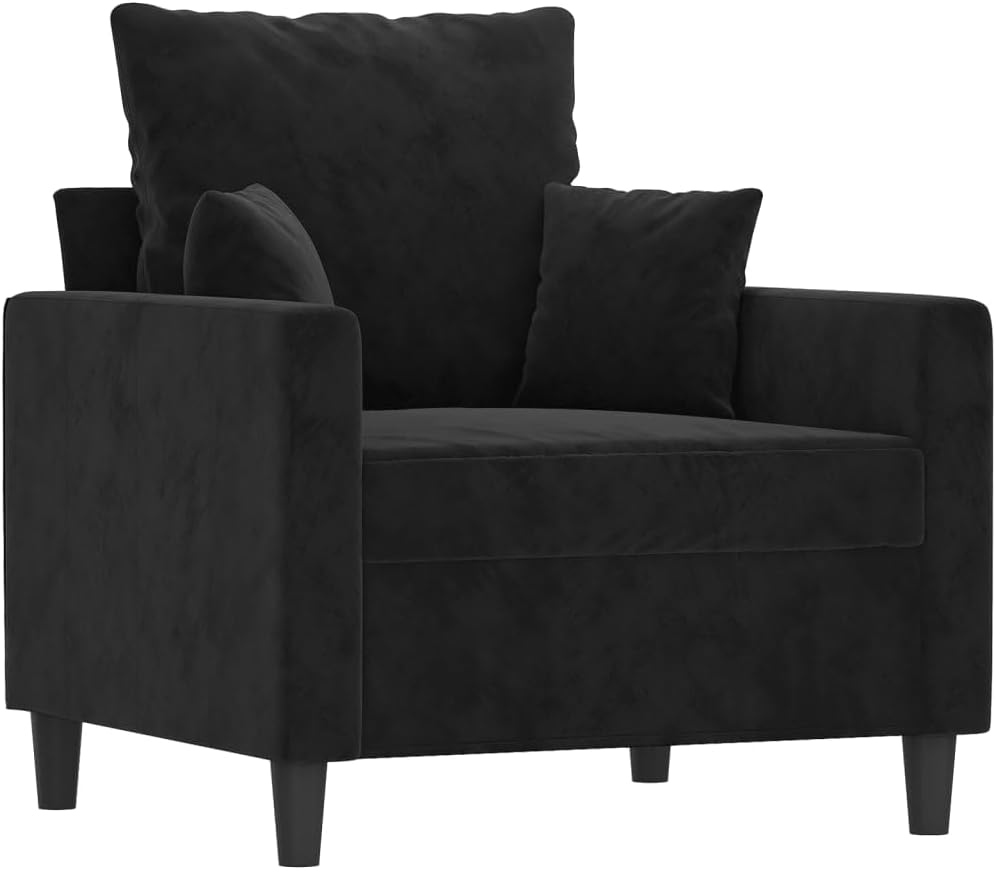 Willood 3-TLG. Sofagarnitur mit Kissen Dunkelgrau Samt,Sofa geeignet für Wohnzimmer, Sofa Set, mit Armlehnen und Kissen