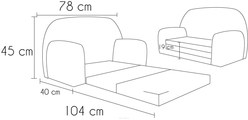 FORTISLINE Children's Sofa Mini Foldable 40 x 78 x 45 cm - Children's Sofa for Children 2-in-1 - Children's Couch Foldable - Foam Sofa Bed - Removable Cover - Many Designs