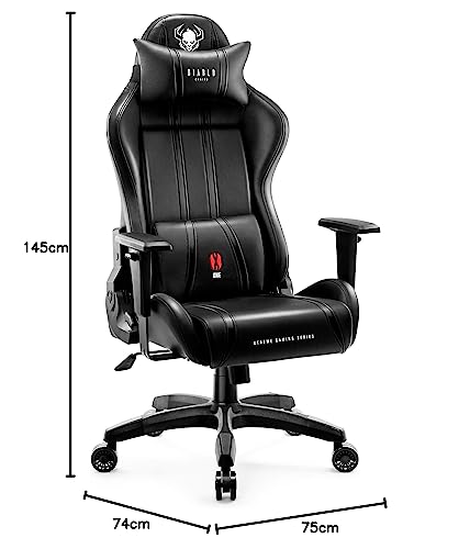 Diablo X-One 2.0 Gaming Stuhl Gamer Chair Bürostuhl Schreibtischstuhl Verstellbare Armlehnen Ergonomisches Design Nacken/-Lendenkissen Wippfunktion Aqua Blue Normal (L)