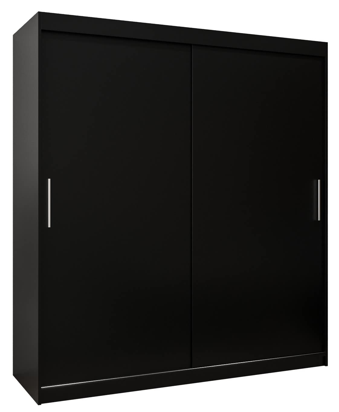 MEBLE KRYSPOL Tokyo 250 Wardrobe with Three Sliding Doors for Bedroom – Modern Storage Cabinet with Clothes Rail and Shelves – 250 x 200 x 62 cm – Matte Black and Artisan