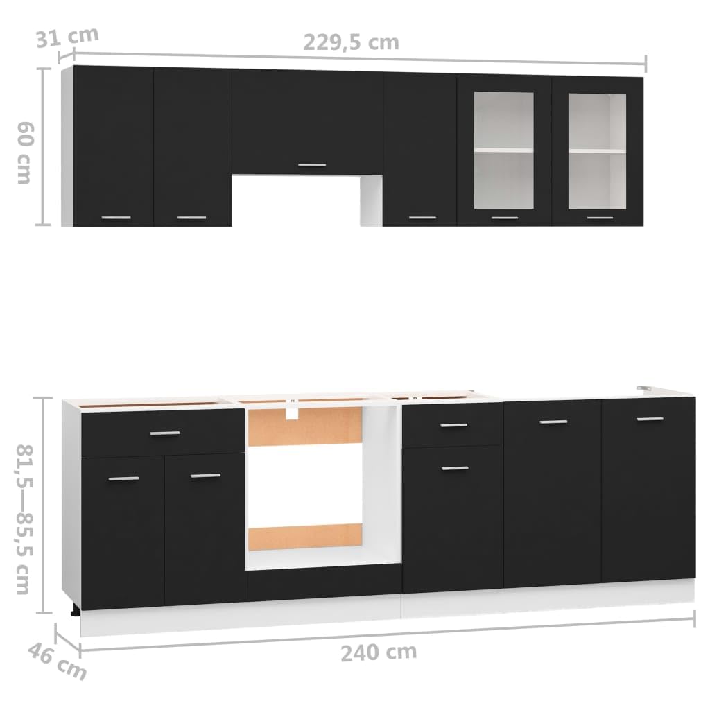 vidaXL 8-TLG. Küchenzeile Lyon Weiß Holzwerkstoff