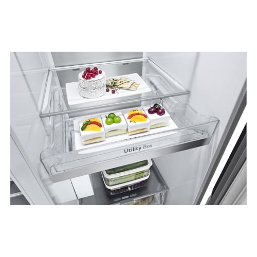 LG GSXE90MBDD Side by Side Kühlschrank mit InstaView Craft Ice | Door in Door | Crushed Ice -und Wasserspender EEK: Klasse D | 628 Liter Kapazität | Festwasseranschluss | Total No Frost