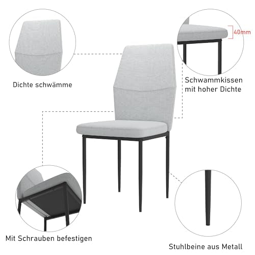 GOLDFAN Dining Table with 4 Chairs Dining Table Round Glass Kitchen Table Dining Room Chair Velvet 80 cm Green