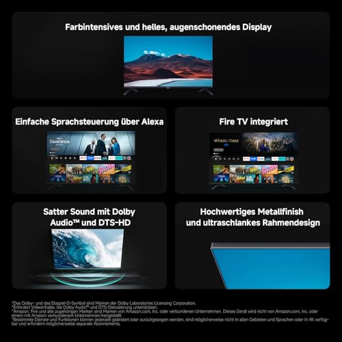 Xiaomi F, 50 Zoll (127 cm), 4K UHD, Smart TV, Fire TV, Triple Tuner DVB-C/S/S2/T/T2,HDR10, MEMC,Game Boost mode 120Hz, Sprachsteuerung mit Alexa, 2GB+32GB, Kompatibel mit Apple AirPlay