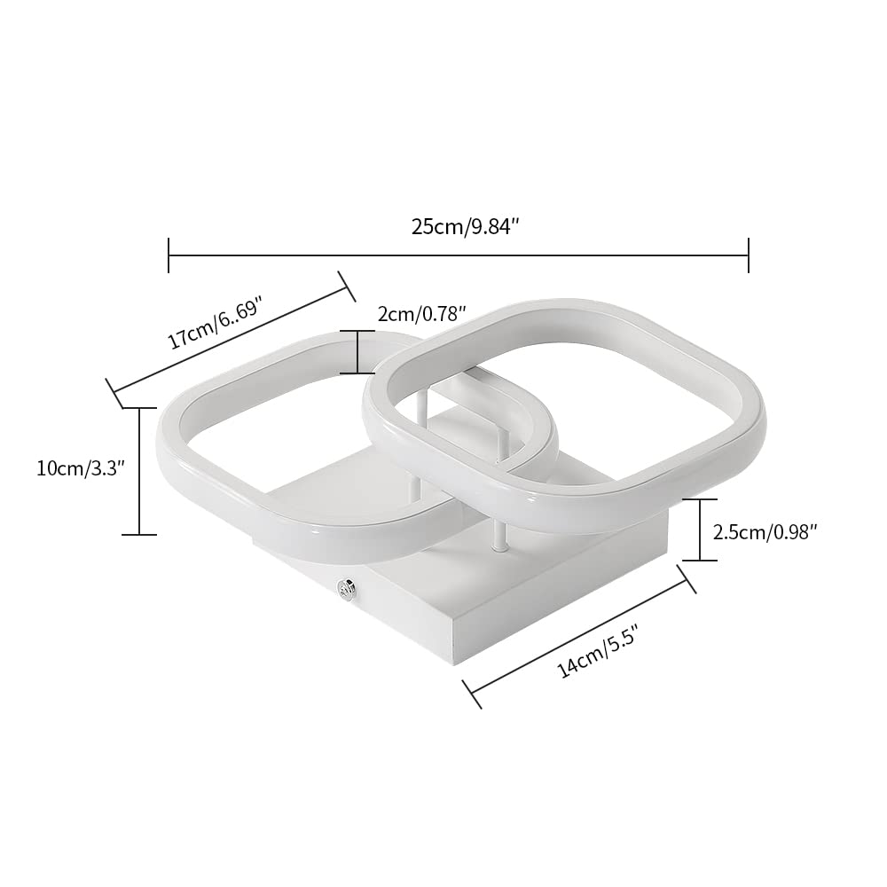 SENQIU 2 Stücke LED Deckenleuchte, 22W Modern Quadratisch LED Deckenlampe, Deckenleuchten Weiße aus Aluminium für Wohnzimmer Schlafzimmer Küche, Warmweiß 3000K