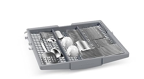 Bosch SMU4ETS08E, Series 4, Smart Undermount Dishwasher, 60 cm, Cutlery Basket, Dishwasher with Program Assistant, Particularly Quiet, Height-Adjustable Upper Basket, Automatic Door Opening, Stainless