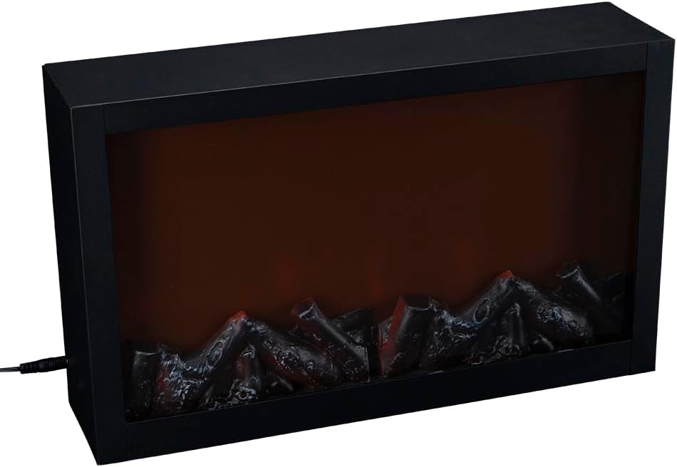Ideen mit Herz LED Fireplace, Decorative Fireplace, Electric, Without Heating, Realistic Fire/Flame Effect, 41 x 10 x 25 cm, with Timer Function (6 Hours ON, 18 Hours Off)