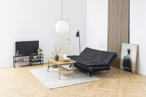 AC Design Furniture Jasper Bettcouch Dunkelgrau/Schwarz, Schlafsofa mit 3 Liegepositionen, Moderner 3-Sitzer Ohne Armlehne, Gepolstert mit Schwarzen Metallbeinen, L: 196 x H: 91 x T: 98 cm