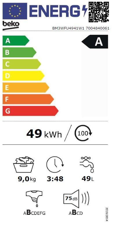 Beko BM3WFU3741R Waschvollautomat, Waschmaschine, 7 kg, EnergySpin, Schleuderwahl 1400 U/min, SteamCure Dampffunktion, allergikergeeignet, AquaWave Schontrommel, Weiß