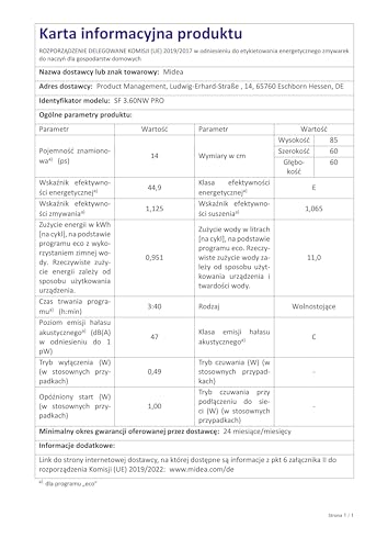 Midea MDWEU1435XSS-W Dishwasher, Integrated, 14 Place Settings, 60 cm, Partially Integrated with WiFi, Extra Drying, 7 Programmes, 47 dB, 0-24 Hours Start Time Delay, Stainless Steel