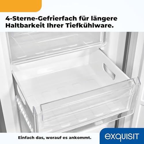 Exquisit Kühl-Gefrierkombination, 186 cm Höhe, Kühlschrank mit Gefrierfach, 4-Sterne-Gefrieren, 315 Liter, Alarm-Funktion, KGC5320-95-E-040C inoxlook-az
