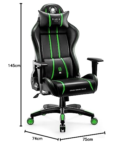 Diablo X-One 2.0 Gaming Stuhl Gamer Chair Bürostuhl Schreibtischstuhl Verstellbare Armlehnen Ergonomisches Design Nacken/-Lendenkissen Wippfunktion Aqua Blue Normal (L)