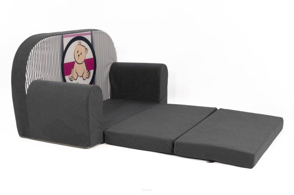 FORTISLINE Children's Sofa Mini Foldable 40 x 78 x 45 cm - Children's Sofa for Children 2-in-1 - Children's Couch Foldable - Foam Sofa Bed - Removable Cover - Many Designs
