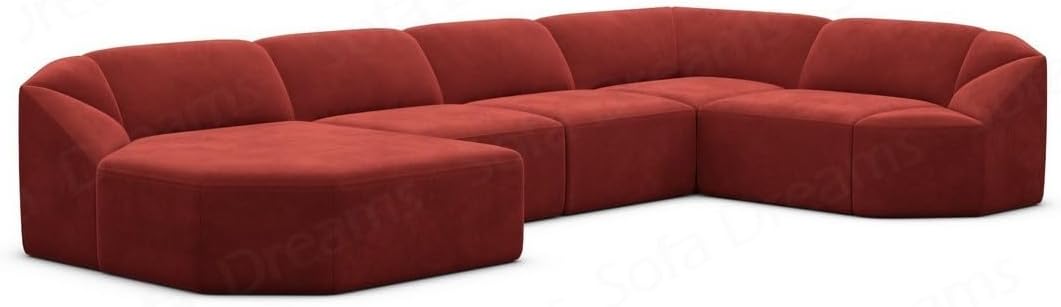 Wohnlandschaft Cabrera U-Shape Fabric Sofa in Velvet Designer Sofa Sun Velvet (Green, Ottoman Left)