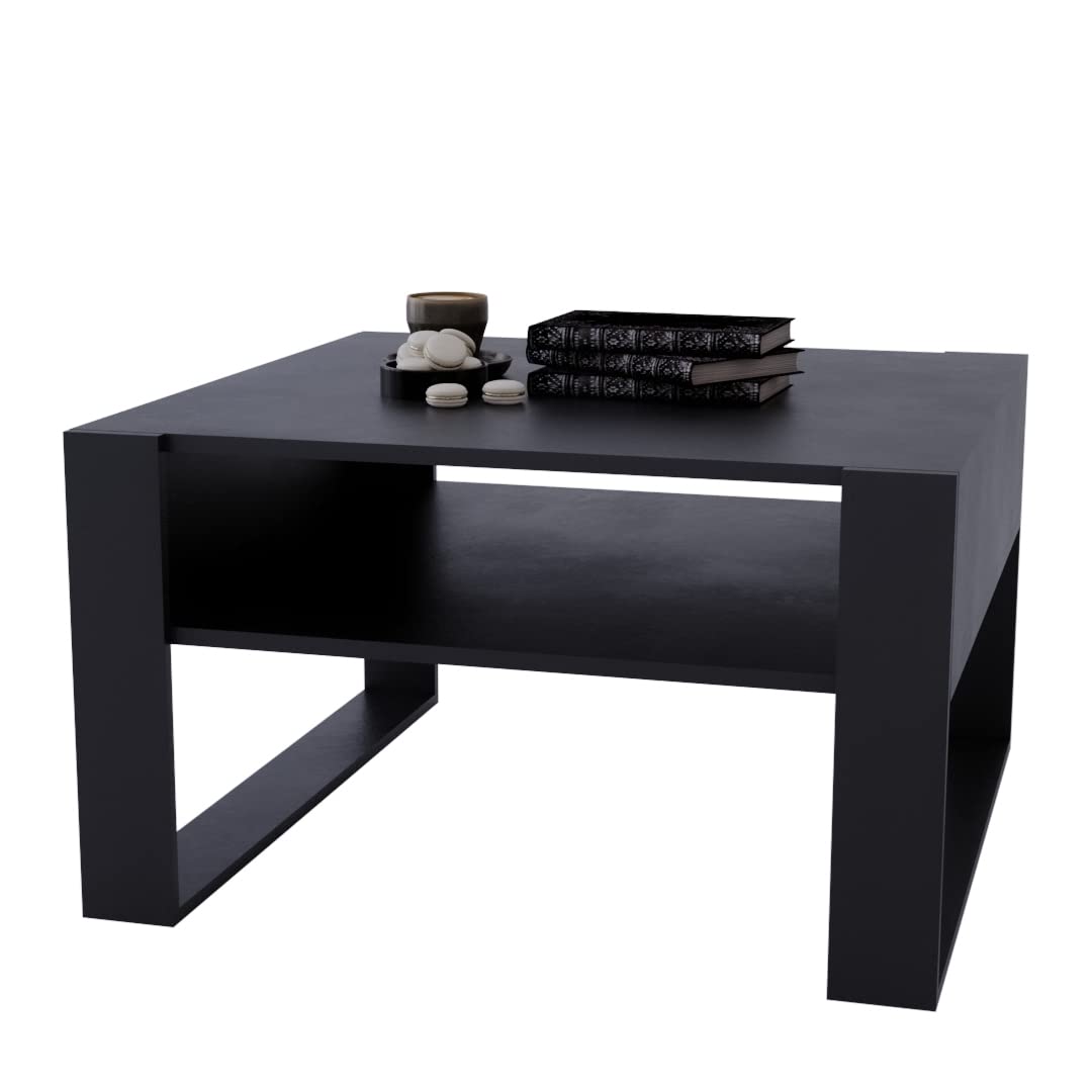 AKKE Karo Couchtisch für Wohnzimmer Beistelltisch Wohnzimmertisch Modern Sofatisch Kaffeetisch Deko Möbel für Wohnzimmer Wohnzimmertische Couchtische Eiche Mit Schwarzen Beinen
