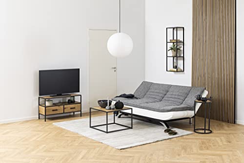 AC Design Furniture Jasper Bettcouch Dunkelgrau/Schwarz, Schlafsofa mit 3 Liegepositionen, Moderner 3-Sitzer Ohne Armlehne, Gepolstert mit Schwarzen Metallbeinen, L: 196 x H: 91 x T: 98 cm