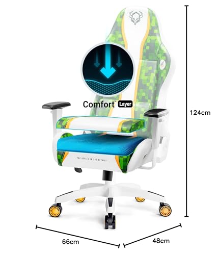 Diablo X-One 2.0 Gaming Stuhl Gamer Chair Bürostuhl Schreibtischstuhl Verstellbare Armlehnen Ergonomisches Design Nacken/-Lendenkissen Wippfunktion Aqua Blue Normal (L)