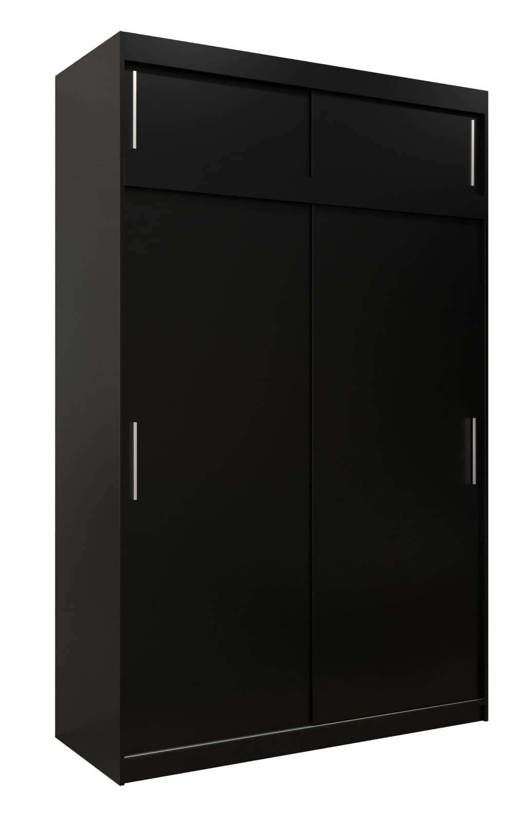MEBLE KRYSPOL Tokyo 250 Wardrobe with Three Sliding Doors for Bedroom – Modern Storage Cabinet with Clothes Rail and Shelves – 250 x 200 x 62 cm – Matte Black and Artisan