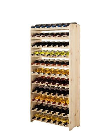 PROREGAL Weinregal PINOTWINE C | HxBxT 87,2x63,2x26,5cm | 42 Flaschen | Massives Kiefernholz | Natur unbehandelt | Weinhalter Weinständer Flaschenständer Flaschenregal Holzregal