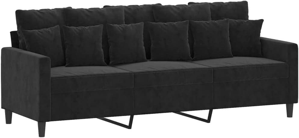 Willood 3-TLG. Sofagarnitur mit Kissen Dunkelgrau Samt,Sofa geeignet für Wohnzimmer, Sofa Set, mit Armlehnen und Kissen