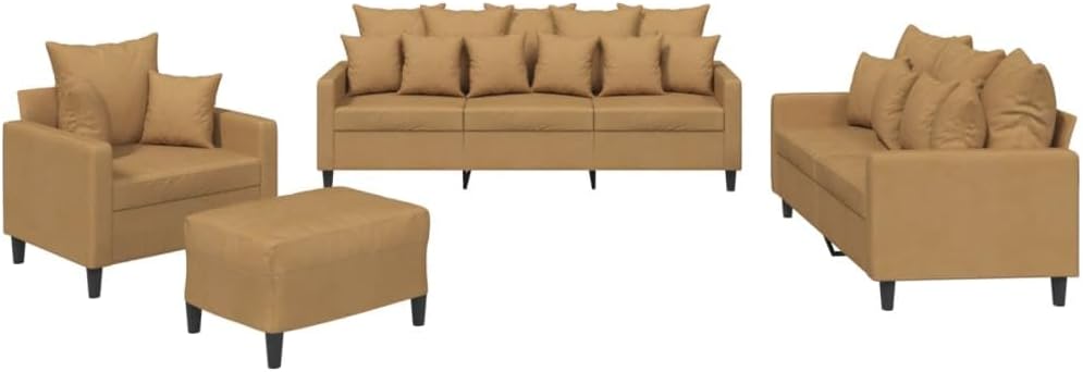 Willood 3-TLG. Sofagarnitur mit Kissen Dunkelgrau Samt,Sofa geeignet für Wohnzimmer, Sofa Set, mit Armlehnen und Kissen