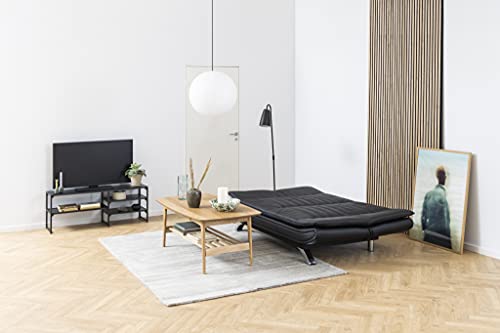 AC Design Furniture Jasper Bettcouch Dunkelgrau/Schwarz, Schlafsofa mit 3 Liegepositionen, Moderner 3-Sitzer Ohne Armlehne, Gepolstert mit Schwarzen Metallbeinen, L: 196 x H: 91 x T: 98 cm