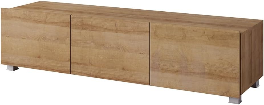 Lomadox Wall Unit Oak Nb. 3-Piece Modern with 1 TV Lowboard, 1 Hanging Display Cabinet with Lighting and 1 Highboard