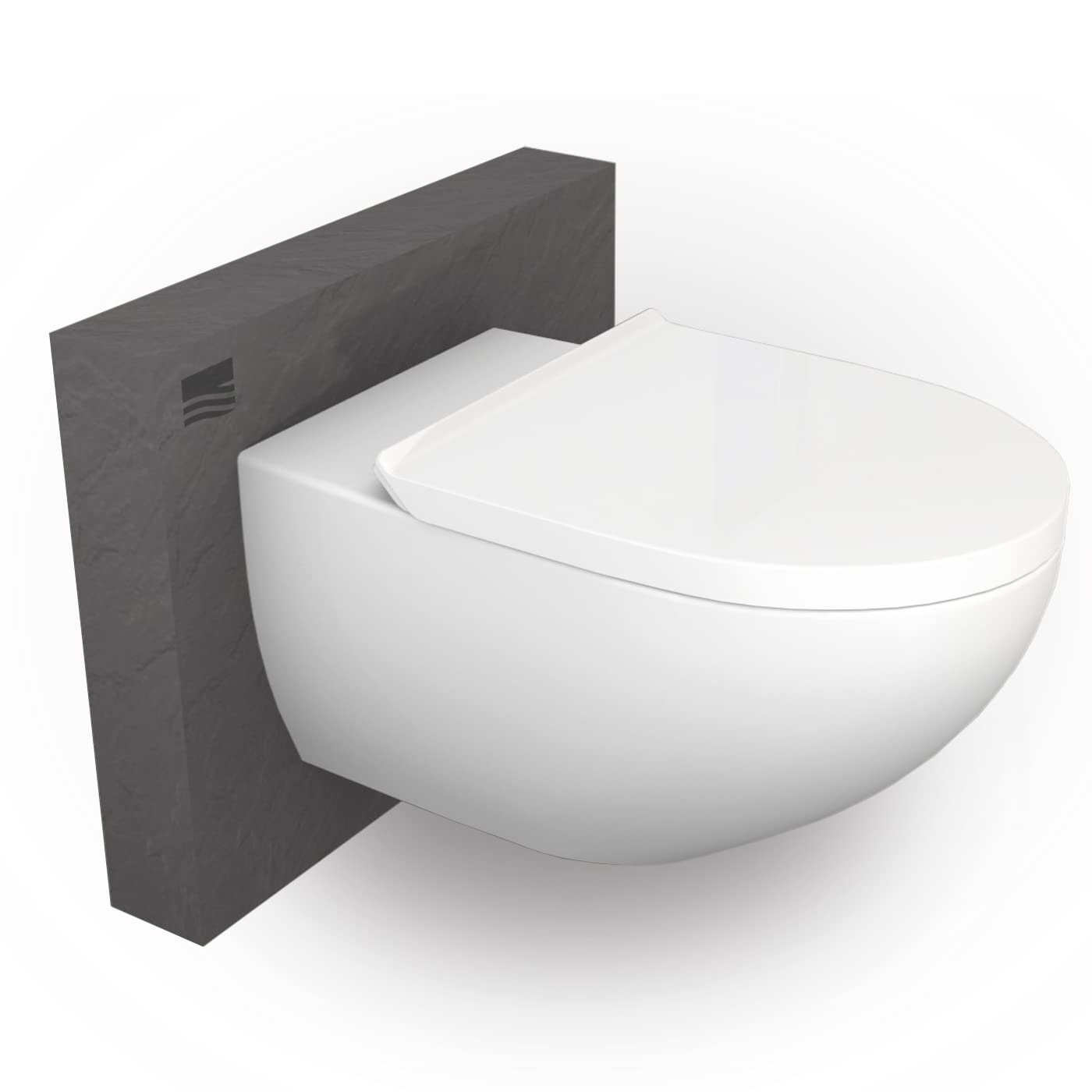 BERNSTEIN® Design Wand WC spülrandlos spülrandloses Hänge WC Set Toilette mit abnehmbareren Deckel Hängetoilette WC ohne Spülrand E-9030 Farbe: Weiß glänzend