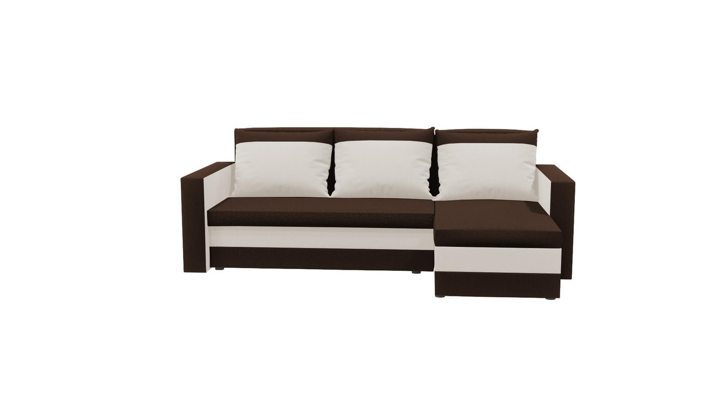 FORNIRO 24 Loft Ecksofa mit Schlaffunktion und Bettkasten - Sofa mit 3 Sitzen und Robustem Überzug - Universal Schlafcouch L-Form - Modern Couch - 225x130x75 cm - Schwarz-Türkis