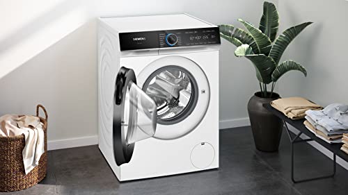 Siemens WM14N12A Waschmaschine iQ300, Frontlader mit 9kg Fassungsvermögen, 1400 UpM, speedPack L, smartFinish, Outdoor-Programm, LED-Display, Weiß, 60cm