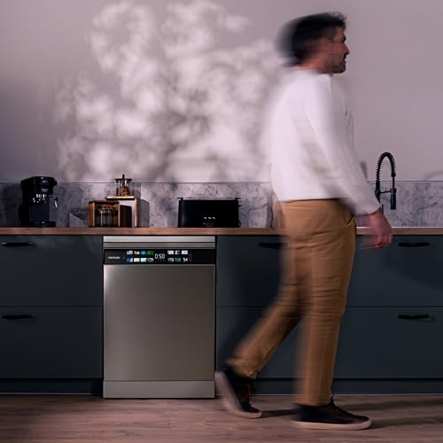 Cecotec Geschirrspüler 60 cm - Freistehend Bolero Aguazero 6210 Dark D. 15 Bestecke, energieeffizient, XXL Fullcolor Display, drittes Fach, 14 Programme, Dual Zone Wash, verstellbares Fach, Dunkel