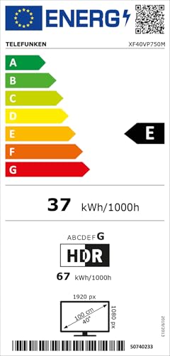 TELEFUNKEN VIDAA D43U790B2CW 4K TV 43 Inch Smart TV UHD, HDR TV with Dolby Vision, Triple Tuner and 6 Months HD+ Including LED TV, Black