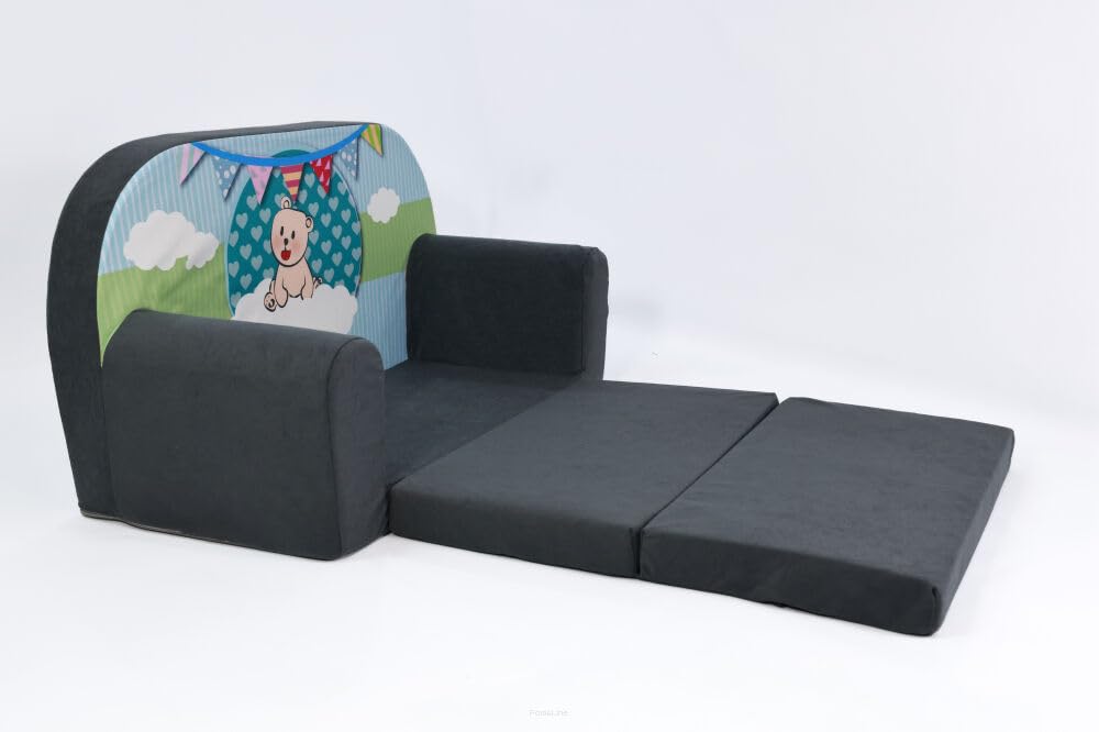 FORTISLINE Children's Sofa Mini Foldable 40 x 78 x 45 cm - Children's Sofa for Children 2-in-1 - Children's Couch Foldable - Foam Sofa Bed - Removable Cover - Many Designs