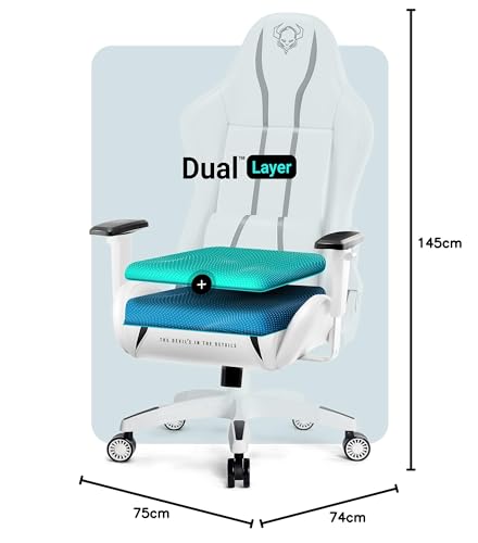 Diablo X-One 2.0 Gaming Stuhl Gamer Chair Bürostuhl Schreibtischstuhl Verstellbare Armlehnen Ergonomisches Design Nacken/-Lendenkissen Wippfunktion Aqua Blue Normal (L)