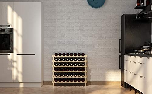 DlandHome Weinregal für 48 Flaschen 90 x 30 x 81 cm Flaschen Modular Halterung für Flaschen, aus massivem Kiefernholz