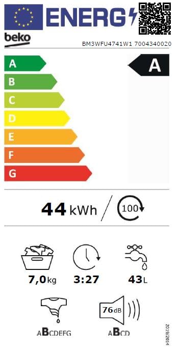 Beko BM3WFU3741R Waschvollautomat, Waschmaschine, 7 kg, EnergySpin, Schleuderwahl 1400 U/min, SteamCure Dampffunktion, allergikergeeignet, AquaWave Schontrommel, Weiß