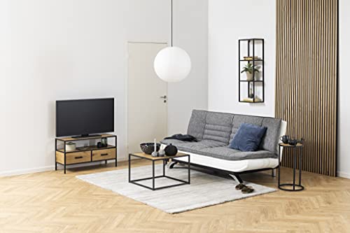 AC Design Furniture Jasper Bettcouch Dunkelgrau/Schwarz, Schlafsofa mit 3 Liegepositionen, Moderner 3-Sitzer Ohne Armlehne, Gepolstert mit Schwarzen Metallbeinen, L: 196 x H: 91 x T: 98 cm