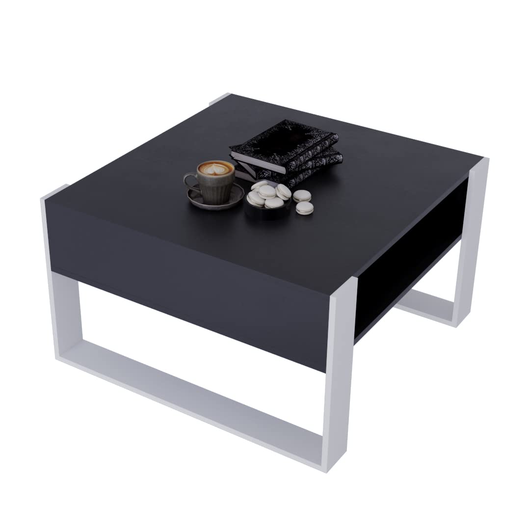 AKKE Karo Couchtisch für Wohnzimmer Beistelltisch Wohnzimmertisch Modern Sofatisch Kaffeetisch Deko Möbel für Wohnzimmer Wohnzimmertische Couchtische Eiche Mit Schwarzen Beinen