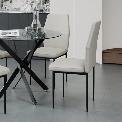 GOLDFAN Dining Table with 4 Chairs Dining Table Round Glass Kitchen Table Dining Room Chair Velvet 80 cm Green