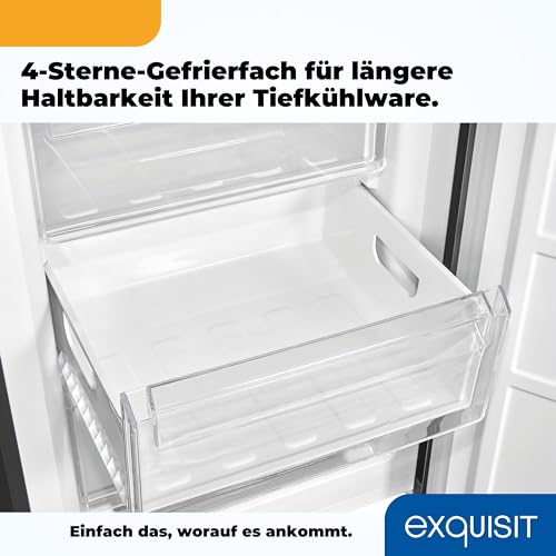 Exquisit Kühl-Gefrierkombination, 186 cm Höhe, Kühlschrank mit Gefrierfach, 4-Sterne-Gefrieren, 315 Liter, Alarm-Funktion, KGC5320-95-E-040C inoxlook-az