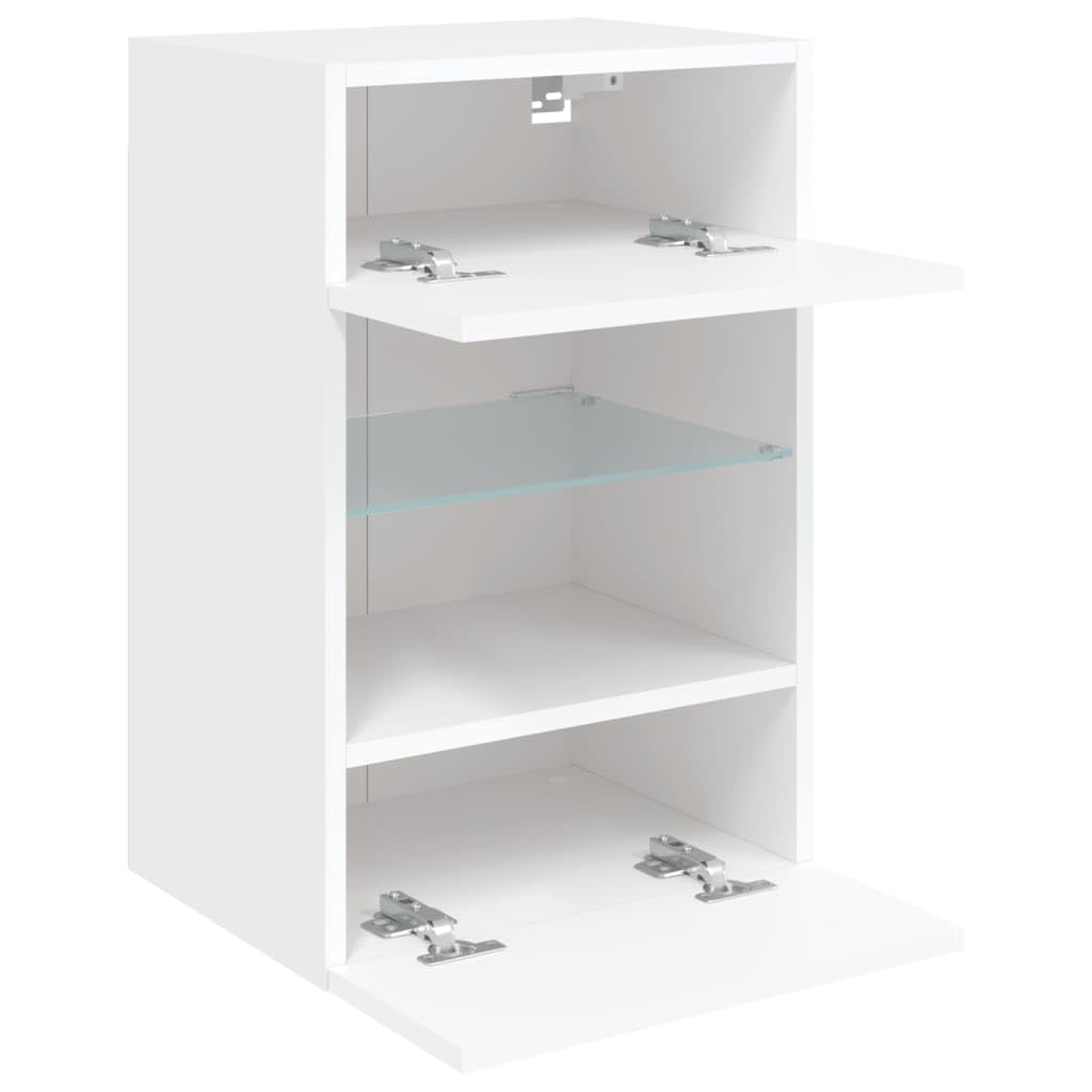 Homgoday TV Wall Cabinets with LED Lights, Pack of 2, Cabinet Wall TV Cabinet with Lots of Storage Space, Wall Mounted TV Furniture for Living Room, Bedroom, Grey, Sonoma