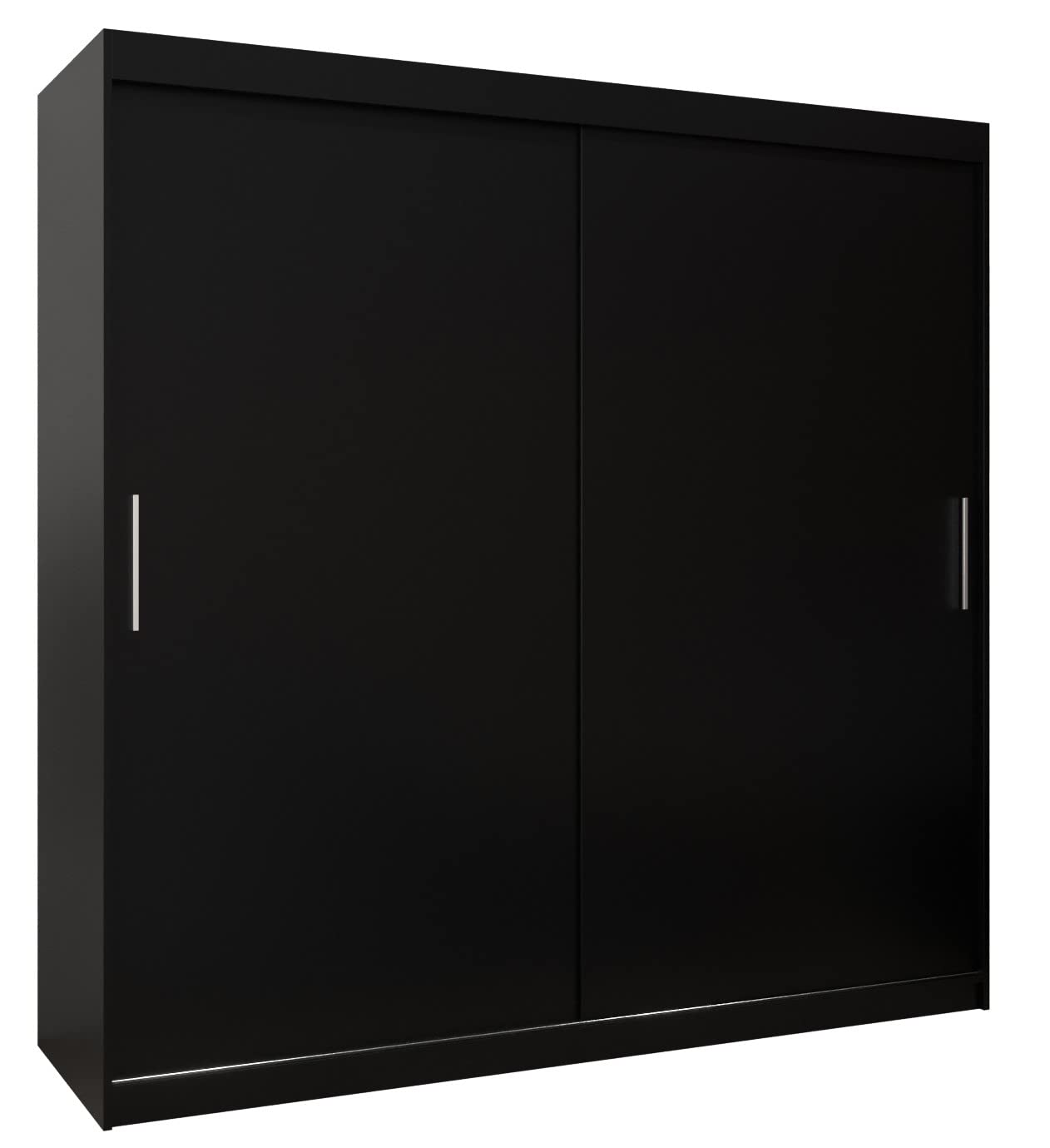 MEBLE KRYSPOL Tokyo 250 Wardrobe with Three Sliding Doors for Bedroom – Modern Storage Cabinet with Clothes Rail and Shelves – 250 x 200 x 62 cm – Matte Black and Artisan