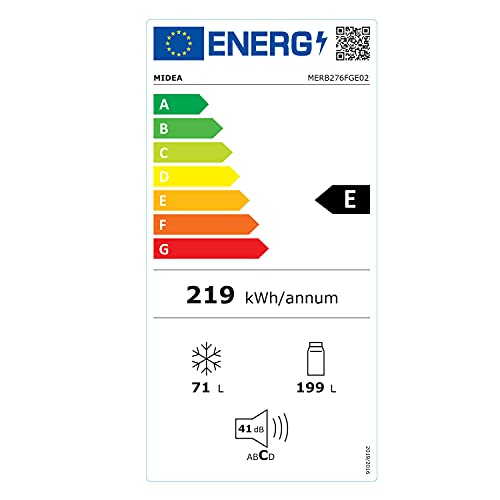 Midea MERB276FGE02A Kühl-/Gefrierkombination/180 cm Höhe/NoFrost/Doppelte Steuerung/Super-Kühlfunktion/219 kWh/Jahr/199L Kühlteil/71L Gefrierteil