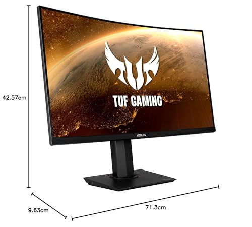 ASUS TUF Gaming VG34VQL1B, 34 Inch UWQHD Curved Monitor, 165 Hz, 1 ms MPRT, FreeSync Premium, DisplayHDR 400, VA Panel, 21:9, 3440 x 1440, DisplayPort, HDMI, USB, Ergonomic, Black