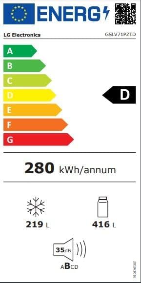 LG GSLC40PYPE Side-by-Side Kühlschrank ǀ Smart Inverter Compressor ǀ Eis- und Wasserspenderǀ Total No Frost Technologie ǀ EEK E ǀ 638 L