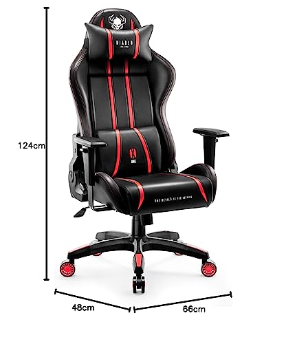 Diablo X-One 2.0 Gaming Stuhl Gamer Chair Bürostuhl Schreibtischstuhl Verstellbare Armlehnen Ergonomisches Design Nacken/-Lendenkissen Wippfunktion Aqua Blue Normal (L)