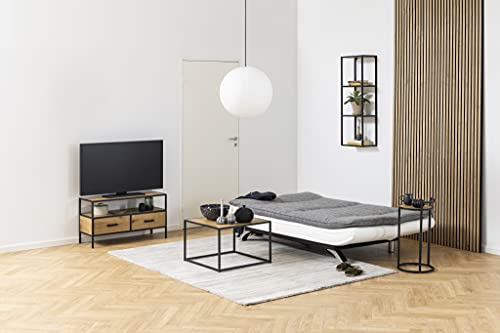 AC Design Furniture Jasper Bettcouch Dunkelgrau/Schwarz, Schlafsofa mit 3 Liegepositionen, Moderner 3-Sitzer Ohne Armlehne, Gepolstert mit Schwarzen Metallbeinen, L: 196 x H: 91 x T: 98 cm