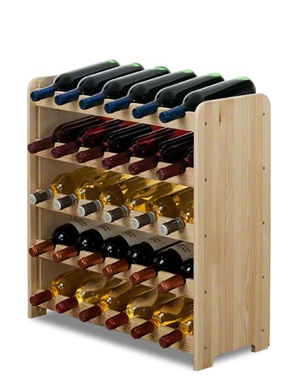 PROREGAL Weinregal PINOTWINE C | HxBxT 87,2x63,2x26,5cm | 42 Flaschen | Massives Kiefernholz | Natur unbehandelt | Weinhalter Weinständer Flaschenständer Flaschenregal Holzregal